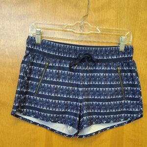 Athleta Patterned Navy Blue Women's Athletic Shorts